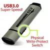 Kanguru SS3 KF3WP-128G USB 3.0 zibatmiņas disks, 128 GB, ar fizisku rakstīšanas aizsardzību