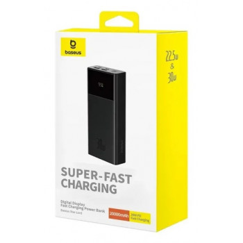 Baseus Star-Lord ārējais akumulators 20000 mAh, 30 W, ar displeju un vadu, melns