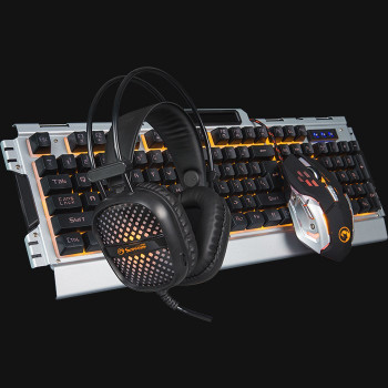 Marvo CM303 CZ komplekts: tastatūra, austiņas un pele, sudraba