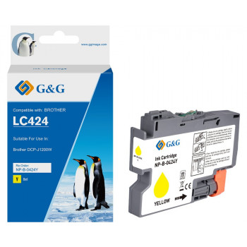 G&G tintes kasetne, paredzēta Brother 424 LC-424Y, dzeltena, saderīga