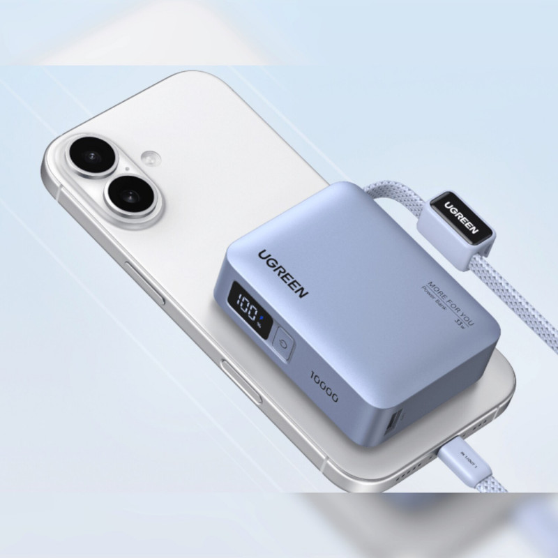 Ugreen PB584 pārnēsājamais akumulators 10000 mAh, pelēks