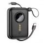 Dudao DDA344 portatīvā uzlādes baterija 10 000 mAh, PD 22,5 W, ar iebūvētu vadu, melna