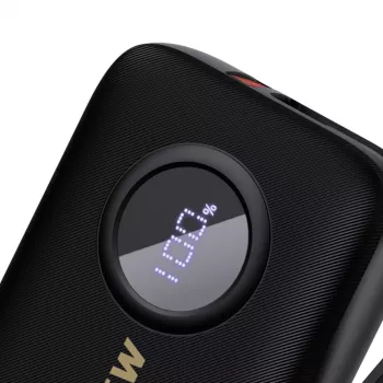 Dudao DDA344 portatīvā uzlādes baterija 10 000 mAh, PD 22,5 W, ar iebūvētu vadu, melna