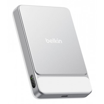 Belkin UltraCharge Pro Slim BPD022HQWH magnētiskais pauerbanks ar displeju, 10000 mAh, 25 W, sudraba krāsā