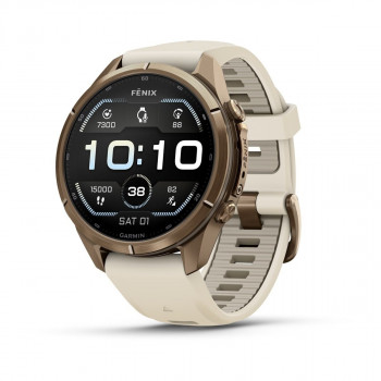 Garmin Fenix 9 Pro 010-04335-26 viedpulkstenis, 43 mm, titāns Autumn Gold krāsā, krēmkrāsas/pelēka silikona siksniņa