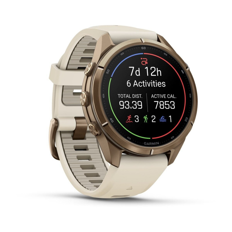 Garmin Fenix 9 Pro 010-04335-26 viedpulkstenis, 43 mm, titāns Autumn Gold krāsā, krēmkrāsas/pelēka silikona siksniņa