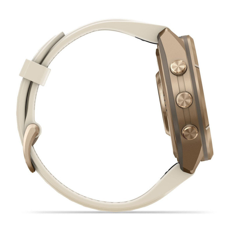 Garmin Fenix 9 Pro 010-04335-26 viedpulkstenis, 43 mm, titāns Autumn Gold krāsā, krēmkrāsas/pelēka silikona siksniņa