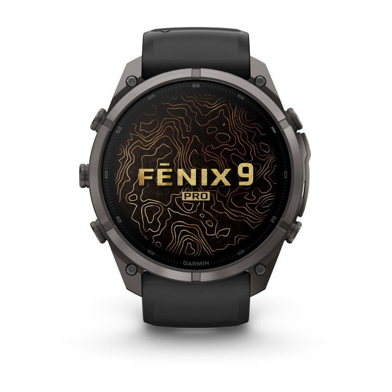 Garmin Fenix 9 Pro 010-04337-16 viedpulkstenis (51 mm), titāna korpuss Carbon Gray DLC, melna/pelēka silikona siksniņa