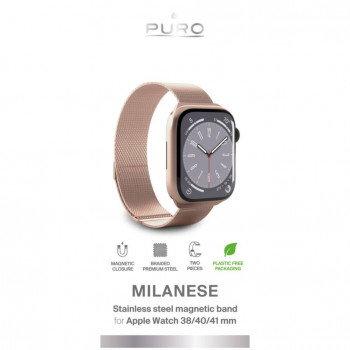 Puro Milanese PUMILAW40ROSE nerūsējošā tērauda siksniņa Apple Watch 38/40/41 mm, rozā