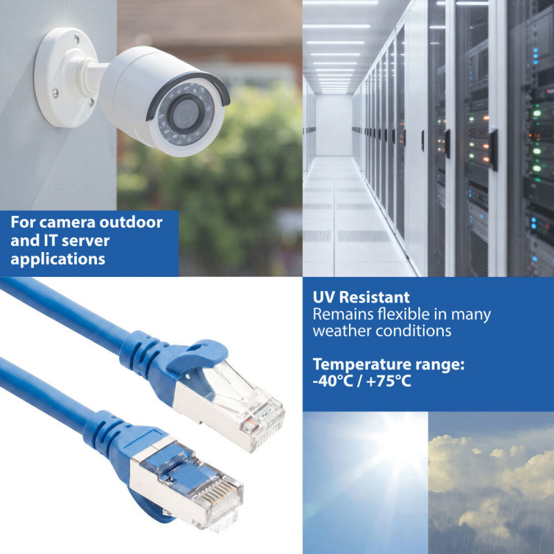 ACT FC2603 zils S/FTP CAT6A tīkla savienojuma kabelis, 3 m, TPE, īpaši lokans, neaizķerošs