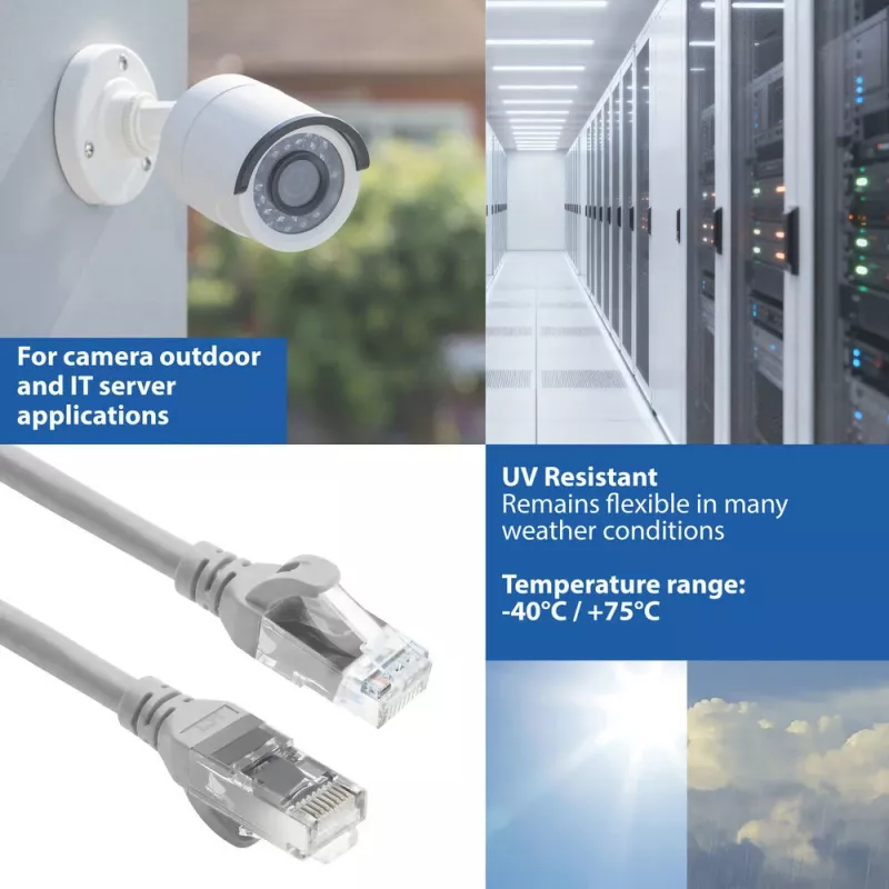 ACT FC1000 savienojuma kabelis ar paaugstinātu elastību, U/UTP CAT6A, TPE, 0,5 m, pelēks