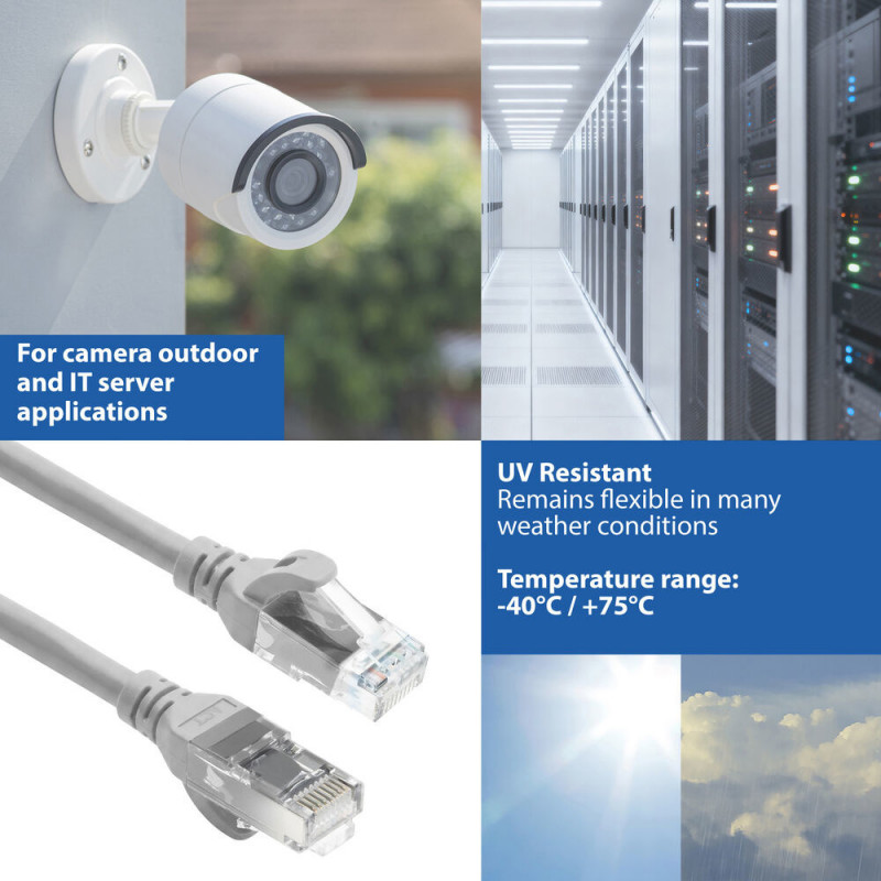 ACT FC1005 savienojuma kabelis ar paaugstinātu elastību, U/UTP CAT6A, TPE, 5 m, pelēks