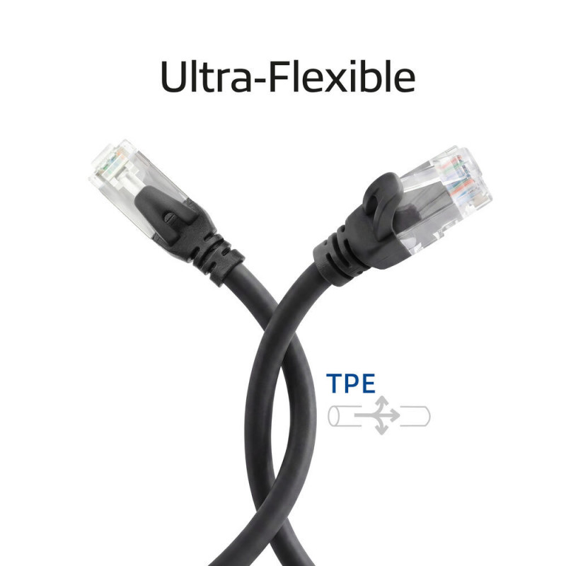 ACT FC1903 U/UTP CAT6A TPE īpaši elastīgs tīkla kabelis ar RJ45 savienotājiem, 3 m, melns