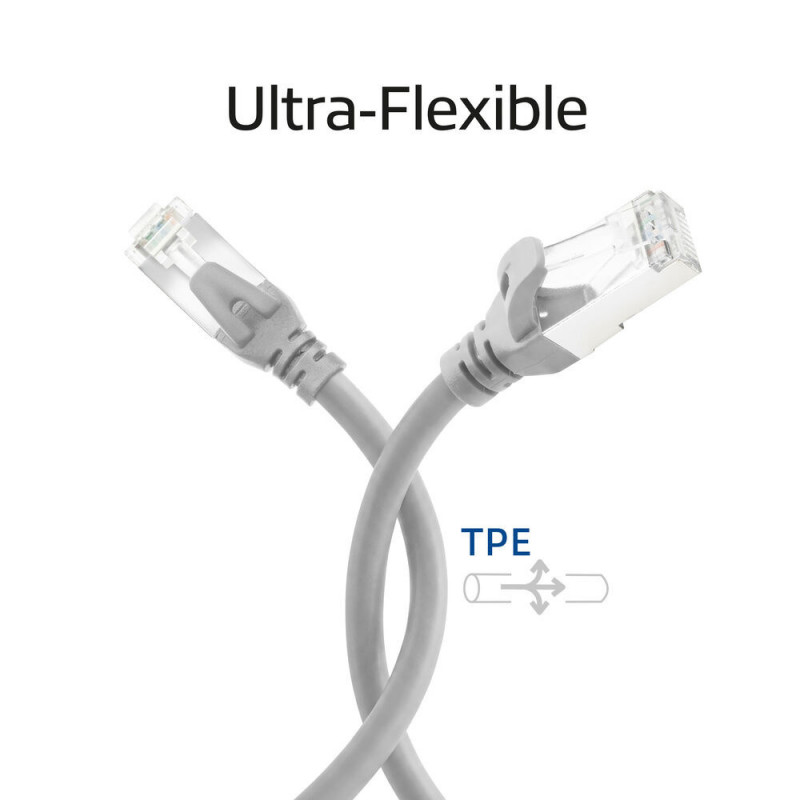 ACT FC2010 S/FTP CAT6A savienojuma kabelis, 10 m, pelēks