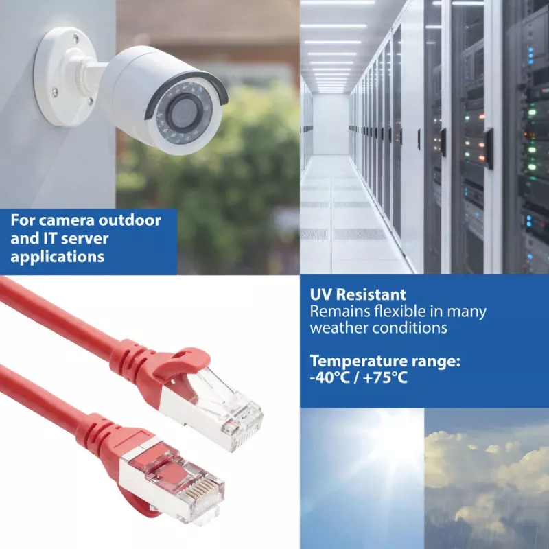 ACT FC2500 S/FTP CAT6A savienojuma kabelis, 0,5 m, sarkans