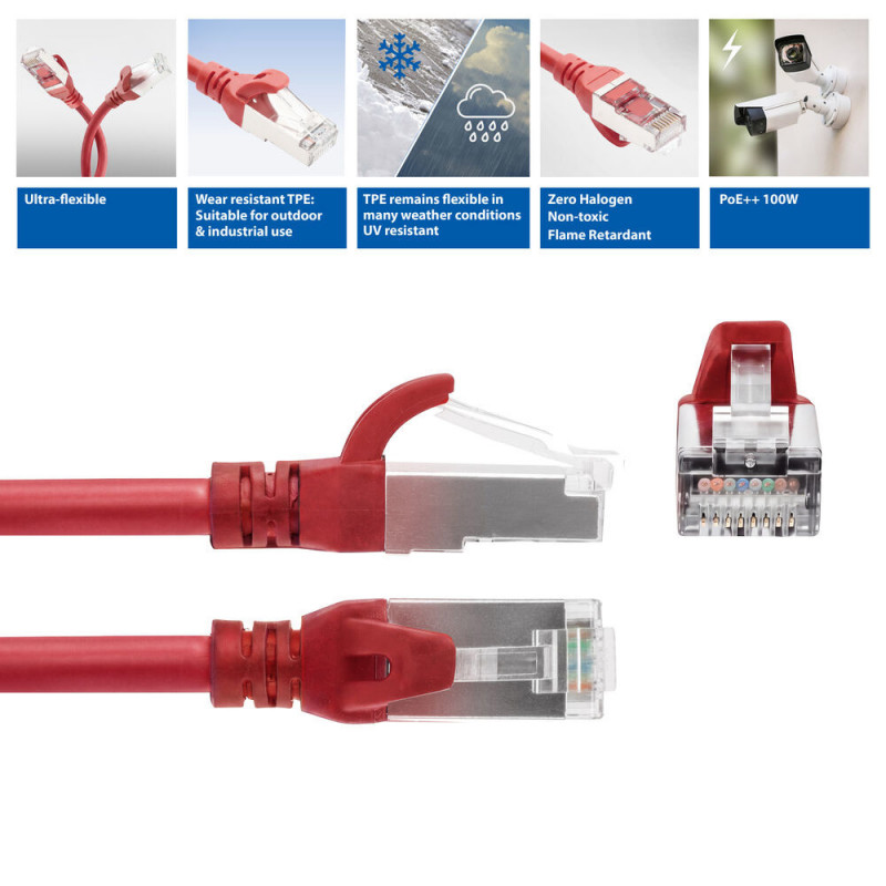 ACT FC2507 S/FTP CAT6A savienojuma kabelis, 7 m, sarkans