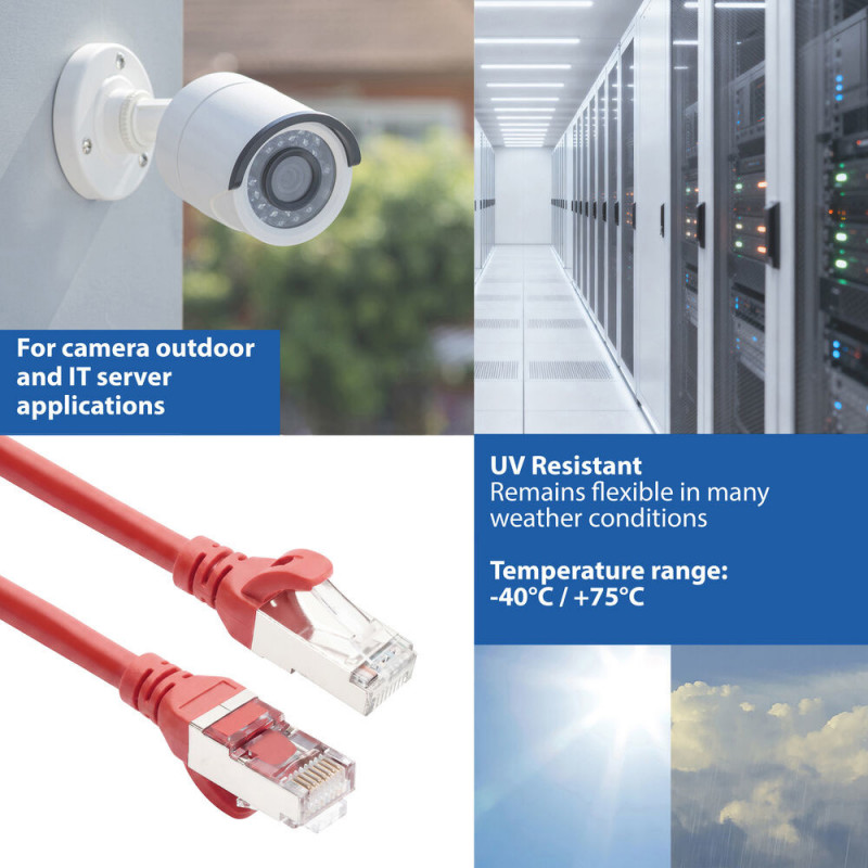 ACT FC2507 S/FTP CAT6A savienojuma kabelis, 7 m, sarkans