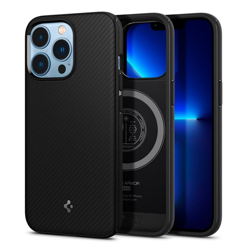 Spigen Mag Armor SPN1735BLK vāciņš Apple iPhone 13 Pro tālrunim, MagSafe, matēti melns