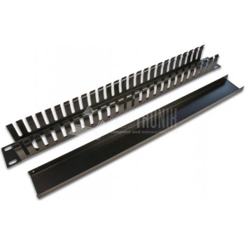 Wirewin KRP 1U BL 19" kabeļu organizēšanas panelis ar pārsegu, melns RAL9005