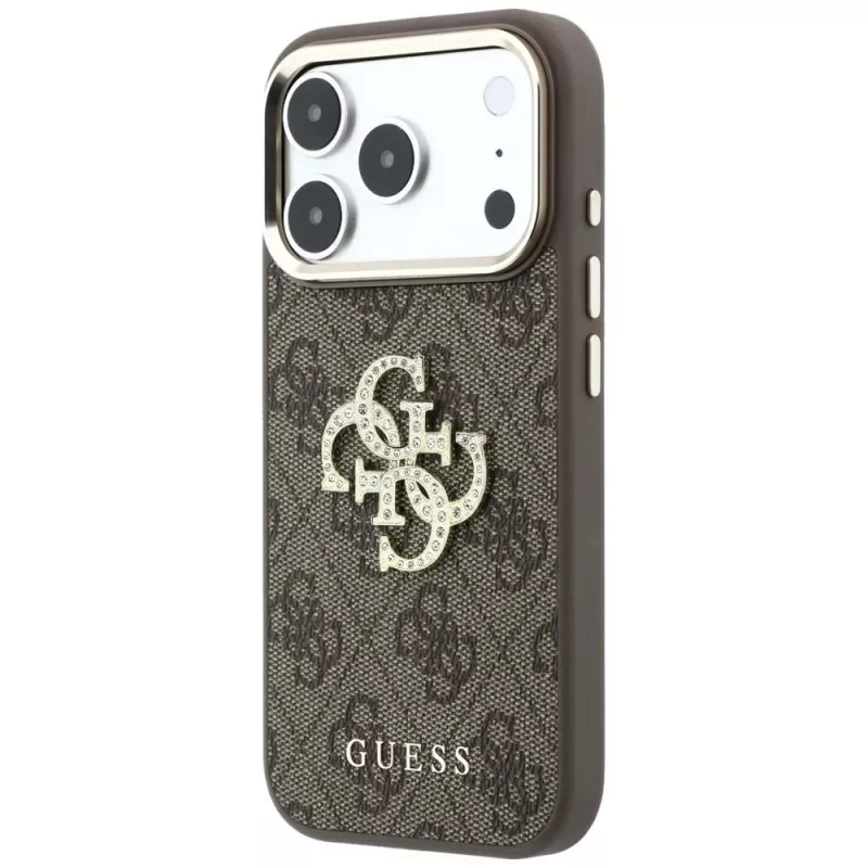 Guess 4G & Big Strass Logo telefona vāciņš iPhone 18 Pro / 17 Pro, brūns