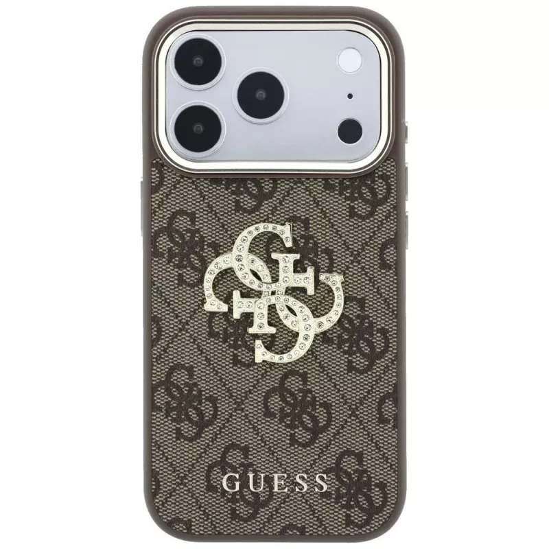 Guess 4G & Big Strass Logo telefona vāciņš iPhone 18 Pro / 17 Pro, brūns