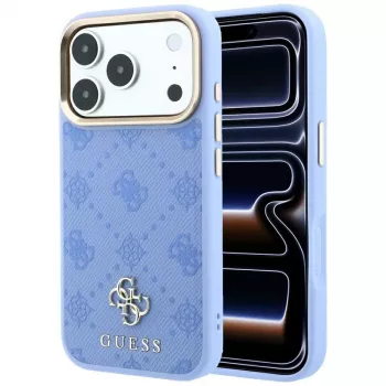 Guess Peony 4G Small Logo MagSafe telefona vāciņš iPhone 18 Pro / 17 Pro, gaiši zils