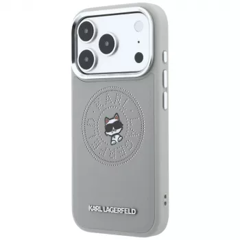 Karl Lagerfeld Point & Choupette Sketch MagSafe telefona vāciņš iPhone 18 Pro / 17 Pro, pelēks