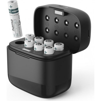 Hama 00223559 bateriju lādētājs ar 8 AAA Li-Ion akumulatoriem, 780 mAh, katra akumulatora atsevišķa lādēšana, USB-C