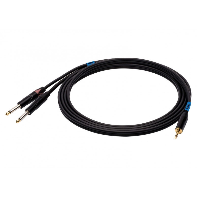 SSQ MIJM3 SS-1815 audio kabelis 3 m, 3,5 mm stereo Jack – 2x 6,3 mm mono Jack, melns