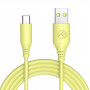 Tellur TLL155400 silikona kabelis USB uz Type-C, 3A, 1 m, dzeltens