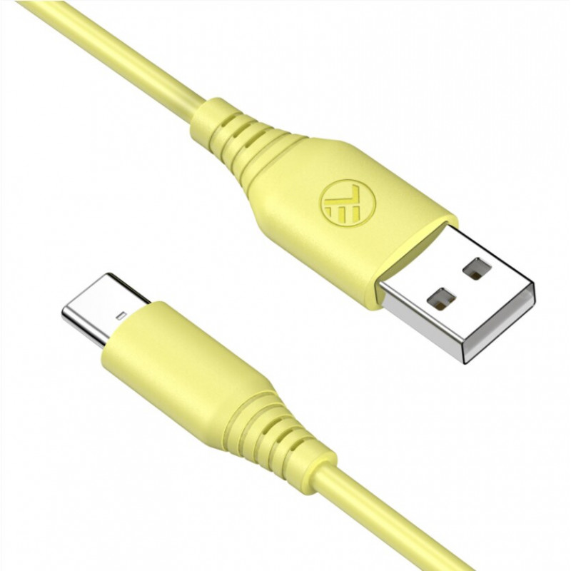 Tellur TLL155400 silikona kabelis USB uz Type-C, 3A, 1 m, dzeltens