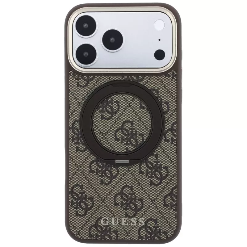 Guess GUE005690 Ring Stand 360 4G Classic Logo MagSafe aizsargvāciņš iPhone 18 Pro Max / 17 Pro Max, brūns