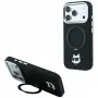 Karl Lagerfeld KF003216 Ring Stand 360 Choupette Head Pin MagSafe aizsargvāciņš iPhone 18 Pro Max / 17 Pro Max, melns