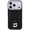 Karl Lagerfeld KF003216 Ring Stand 360 Choupette Head Pin MagSafe aizsargvāciņš iPhone 18 Pro Max / 17 Pro Max, melns