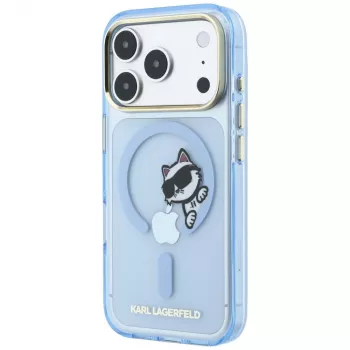 Karl Lagerfeld Peekaboo Logo MagSafe aizsargapvalks iPhone 18 Pro / 17 Pro tālruņiem, gaiši zils