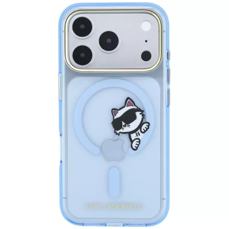 Karl Lagerfeld Peekaboo Logo MagSafe aizsargapvalks iPhone 18 Pro / 17 Pro tālruņiem, gaiši zils