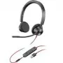 Austiņas ar mikrofonu Poly Blackwire 3315, uz ausīm, USB-A, melnā krāsā, 213936-101