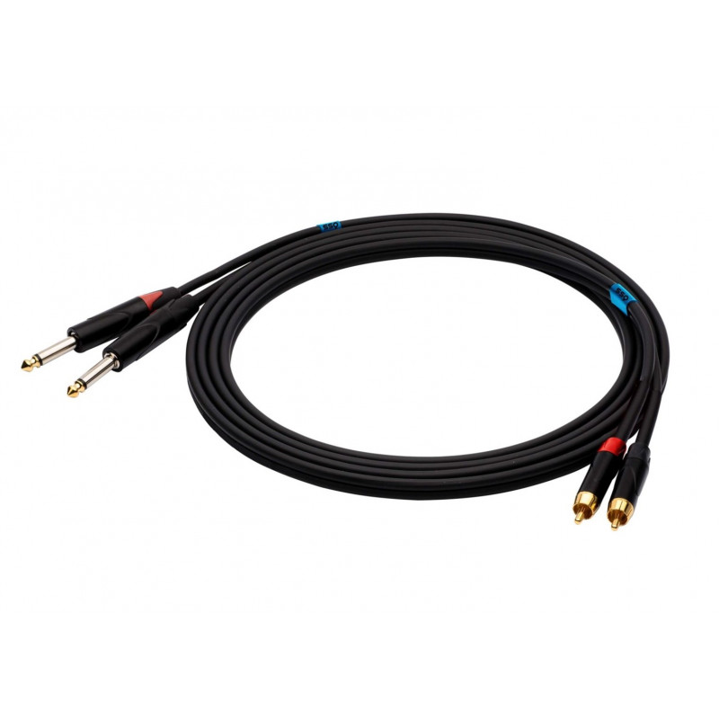 SSQ RCAJM1 SS-1427 audio vads, 2x RCA – 2x 6,3 mm mono džeks, 1 m, melns