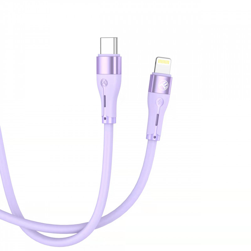 Tellur silikona vads Type-C – Lightning, PD 30 W, 1 m, violets