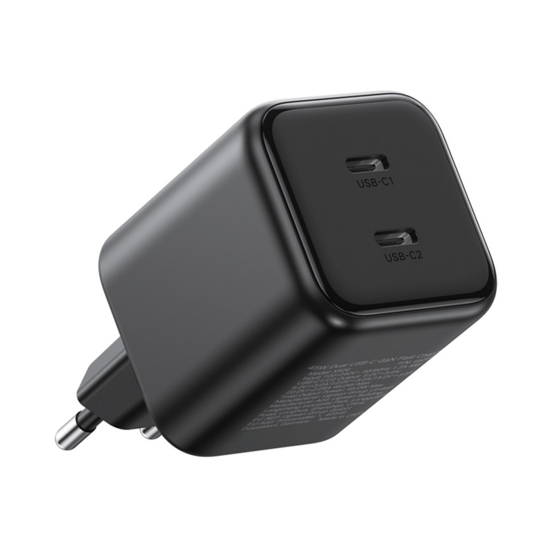 Ugreen X526 lādētājs 45 W, 2 x USB-C, GaN, melnā krāsā