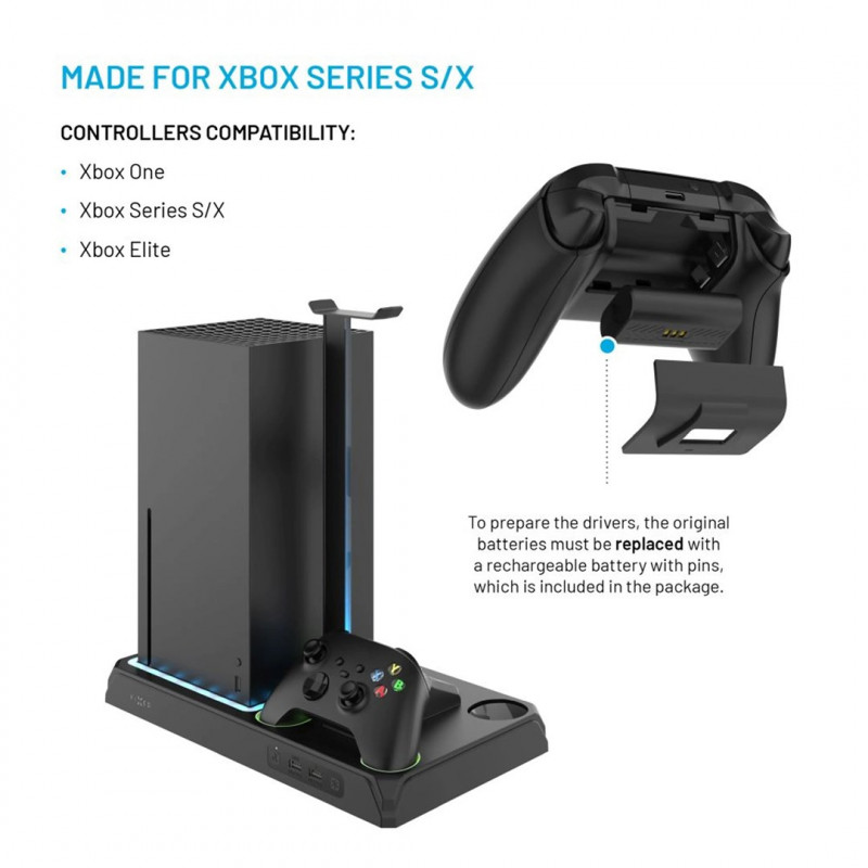 Fixed FIXXB-MCS-BK daudzfunkcionāla stacija Xbox Series X/S konsolei, melna