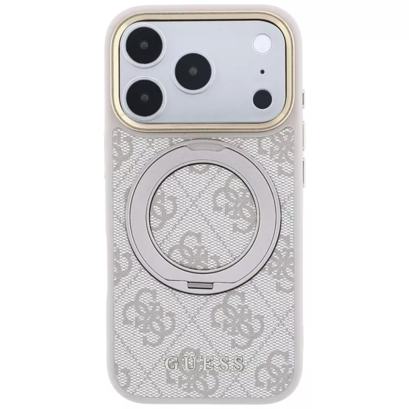 Guess Ring Stand 360 4G Classic Logo vāciņš ar MagSafe iPhone 18 Pro / 17 Pro tālruņiem, rozā