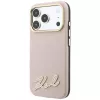 Karl Lagerfeld Grained with Resin Signature Logo vāciņš ar MagSafe iPhone 18 Pro Max / 17 Pro Max tālruņiem, rozā