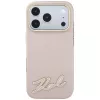 Karl Lagerfeld Grained with Resin Signature Logo vāciņš ar MagSafe iPhone 18 Pro Max / 17 Pro Max tālruņiem, rozā