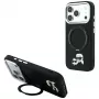 Karl Lagerfeld Ring Stand 360 Karl & Choupette Heads Pin vāciņš ar MagSafe iPhone 18 Pro / 17 Pro tālruņiem, melns