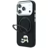 Karl Lagerfeld Ring Stand 360 Karl & Choupette Heads Pin vāciņš ar MagSafe iPhone 18 Pro / 17 Pro tālruņiem, melns