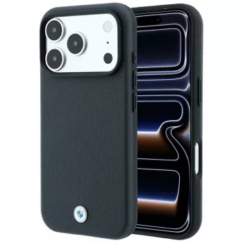 BMW Sign Kevlar Metal Logo apvalks ar MagSafe, paredzēts iPhone 18 Pro Max / 17 Pro Max, antracīta