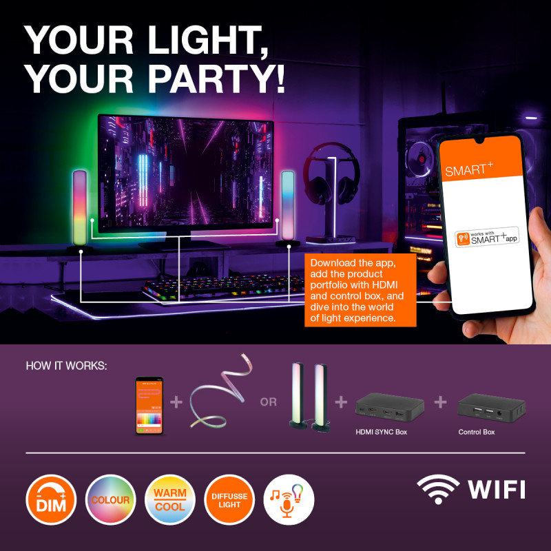 Osram SMART+ WiFi Planon Magic Panel 450x450 mm viedais gaismas panelis, RGB+TW, aptumšojams, 24 W, baltā krāsā