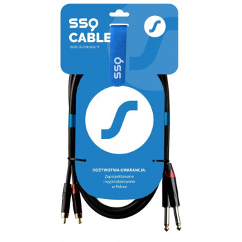SSQ RCAJM2 SS-1428 audio vads, 2x RCA – 2x 6,3 mm mono spraudnis, 2 m, melns