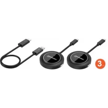 Manhattan 154598 1080p bezvadu HDMI komplekts prezentācijām ar 2 USB-C raidītājiem, melnā krāsā